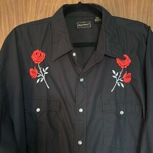 High Noon Western Shirt with Embroidered Roses
